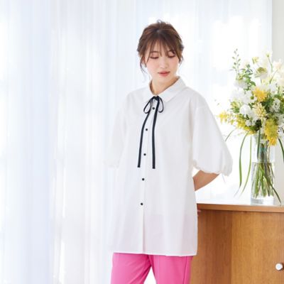 ＜Rose Tiara (Women/大きいサイズ)＞【水洗い可】バルーンスリーブシャツブラウス（５１０３３５０３）