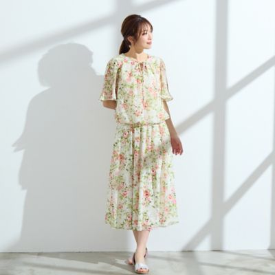 【セットアップ可】ローズプリントバルーンブラウス（５１０３３５１１）