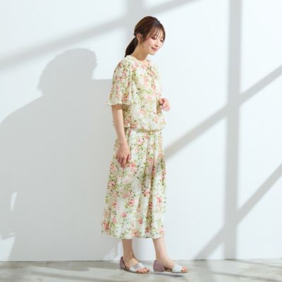 【セットアップ可】ローズプリントバルーンブラウス（５１０３３５１１）