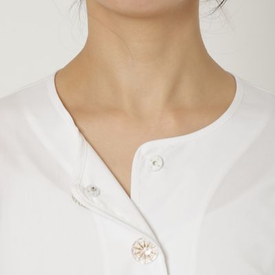 【大人気追加／接触冷感／ＵＶカット／手洗いＯＫ】異素材切替ペプラムブラウス（５１０３３５１７）