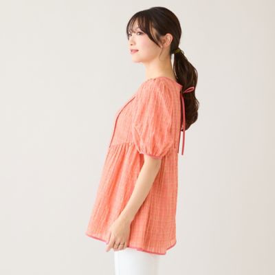 ローズティアラ♡ペプラムカットソー♪とっても可愛いです！ シズルチェックペプラムブラウス（51033605） | Rose Tiara