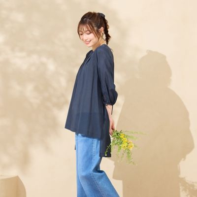 【接触冷感／手洗い可】バックロングブラウス（５１０３４５０４）