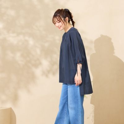 【接触冷感／手洗い可】バックロングブラウス（５１０３４５０４）