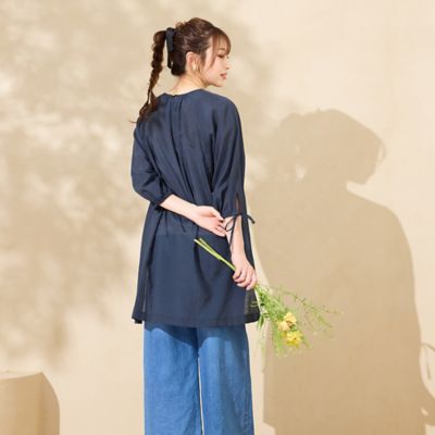 【接触冷感／手洗い可】バックロングブラウス（５１０３４５０４）