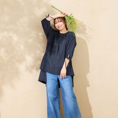 【接触冷感／手洗い可】バックロングブラウス（５１０３４５０４）