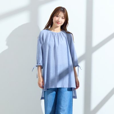 【接触冷感／手洗い可】バックロングブラウス（５１０３４５０４）