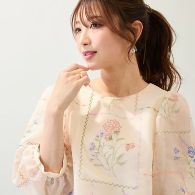 【セットアップ対応】パネル刺繍風ブラウス（５１０３４５０９）