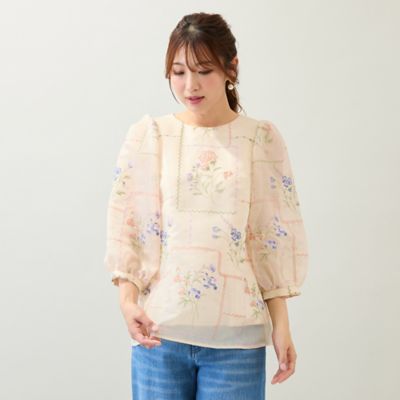 【セットアップ対応】パネル刺繍風ブラウス（５１０３４５０９）