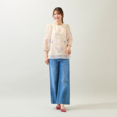 【セットアップ対応】パネル刺繍風ブラウス（５１０３４５０９）