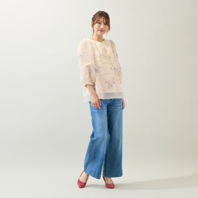 【セットアップ対応】パネル刺繍風ブラウス（５１０３４５０９）