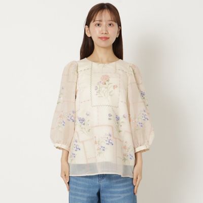 【セットアップ対応】パネル刺繍風ブラウス（５１０３４５０９）