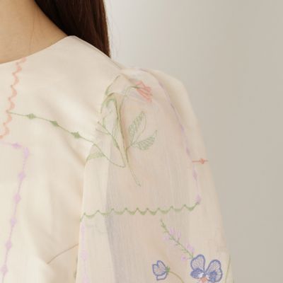 【セットアップ対応】パネル刺繍風ブラウス（５１０３４５０９）