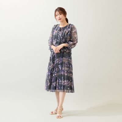 新品タグ付きローズティアラ紺色ファー付きブラウス42サイズ Rose Tiara with LIBERTY FABRICS