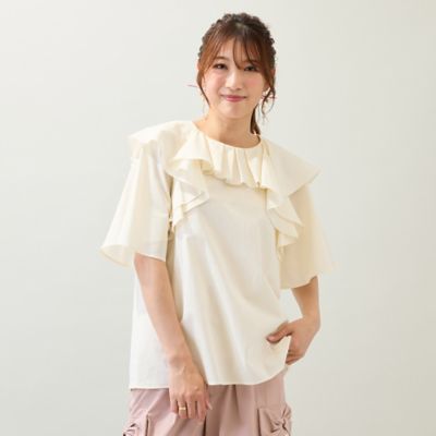 ＜Rose Tiara (Women/大きいサイズ)＞【手洗いＯＫ】ダブルフリルブラウス（５１０３４５１３）