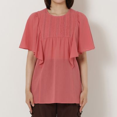 ピンタックヨーク綿シフォンブラウス（51034604） | Rose 