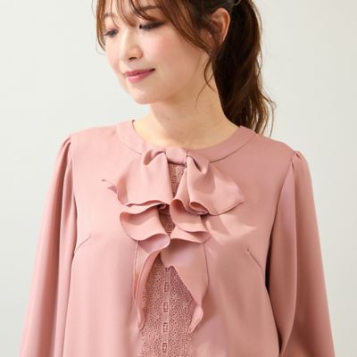 手洗いOK】リボンモチーフバルーンヘムブラウス（51035503
