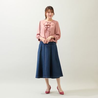 手洗いOK】リボンモチーフバルーンヘムブラウス（51035503