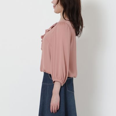 手洗いOK】リボンモチーフバルーンヘムブラウス（51035503