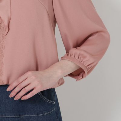 手洗いOK】リボンモチーフバルーンヘムブラウス（51035503