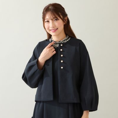 ＜Rose Tiara (Women/大きいサイズ)＞ダンボールニットタック袖ジャケット（５１０３５５０９）