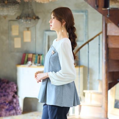 防シワ】ビスチェ風ドッキングブラウス（51035608） | Rose