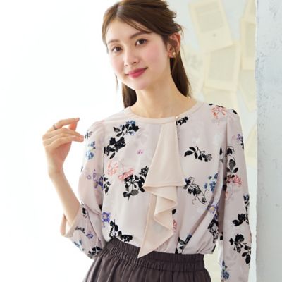 フロッキーフラワープリントブラウス（51035609） | Rose