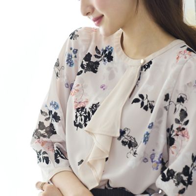 morphose バラフロッキーシリーズ フロッキーフラワープリントブラウス（51035609） | Rose