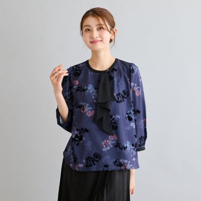 フロッキーフラワープリントブラウス（51035609） | Rose