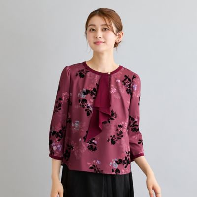フロッキーフラワープリントブラウス（51035609） | Rose