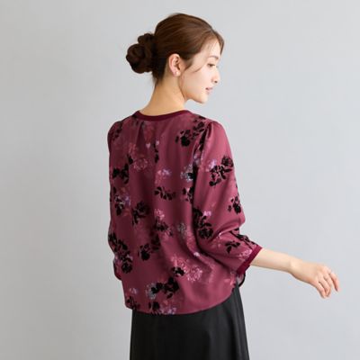 フロッキーフラワープリントブラウス（51035609） | Rose