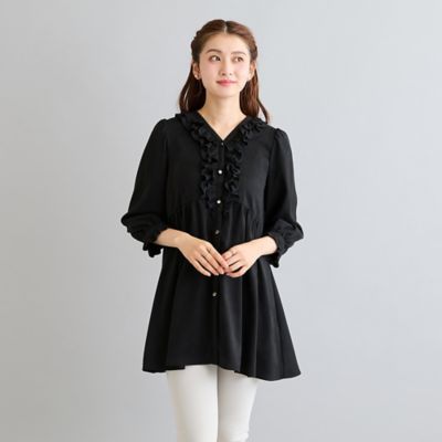 スエードライクフリルVネックブラウス（51035610） | Rose