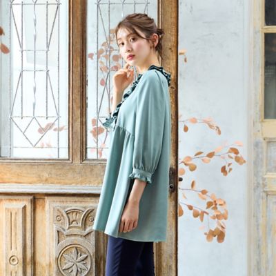 スエードライクフリルVネックブラウス（51035610） | Rose