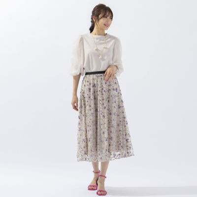 チュール刺繍フレアスカート（５１０４２３０５） | ファッション・服 