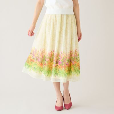＜Rose Tiara (Women/大きいサイズ)＞【セットアップ対応】フラワーガーデンオーガンジースカート（５１０４２６０８）