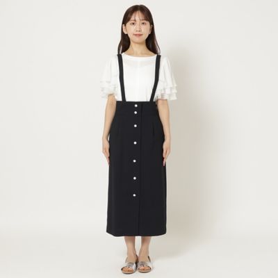【手洗いＯＫ】サスペンダー付きセミタイトスカート（５１０４３５０２）