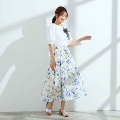 【セットアップ対応】フラワープリントフレアスカート（５１０４４５０１）