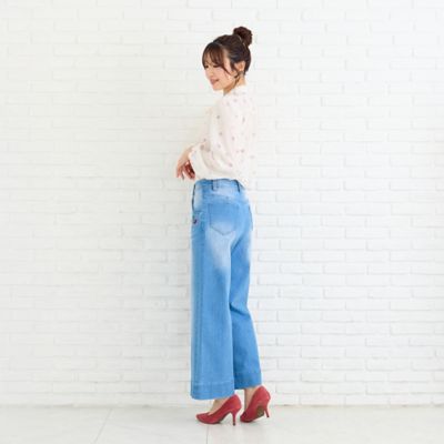 ワンポイント刺繍ワイドデニムパンツ（51051601） | Rose