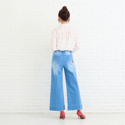 ワンポイント刺繍ワイドデニムパンツ（51051601） | Rose