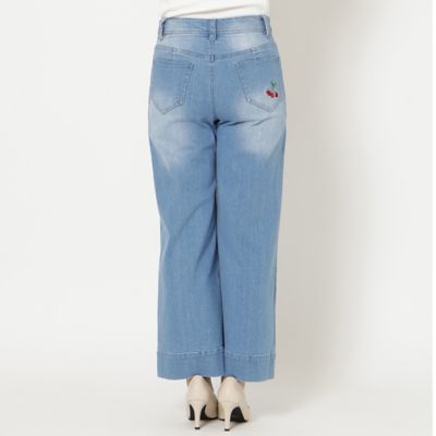 ワンポイント刺繍ワイドデニムパンツ（51051601） | Rose