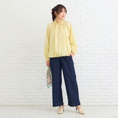 ＜Rose Tiara (Women/大きいサイズ)＞【伸縮性◎】ワイドストレートライトデニムパンツ（５１０５２６０２）