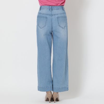 人気デザイン】【手洗いOK】リボン刺繍ワイドデニム