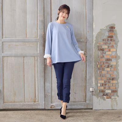 Rose Tiara (Women/大きいサイズ)/ローズティアラ(大きいサイズ)【UVカット/伸縮性◎】リボンレギンスパンツ(51055505) ダルブルー パンツ・ズボン【三越伊勢丹/公式】