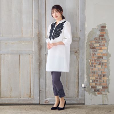 Rose Tiara (Women/大きいサイズ)/ローズティアラ(大きいサイズ)【UVカット/伸縮性◎】リボンレギンスパンツ(51055505A) グレー パンツ・ズボン【三越伊勢丹/公式】