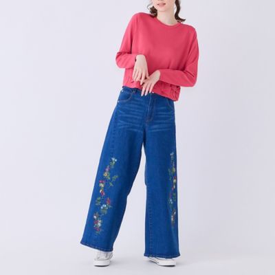 ボタニカルフラワー刺繍ワイドデニム（51055602） | Rose