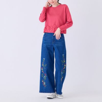 ボタニカルフラワー刺繍ワイドデニム（51055602） | Rose