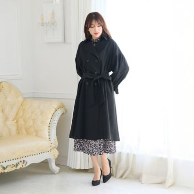 値段交渉可＊大きいサイズ/ Rose Tiara 黒ロングコート ギャザートレンチコート（51071601） | Rose Tiara (Women