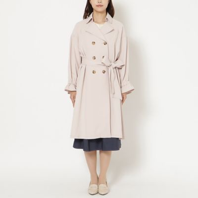 ローズティアラ　新品　バックプリーツ　トレンチコート　大きいサイズ　46 Rose Tiara バックプリーツ トレンチコート ブラック レディース 46