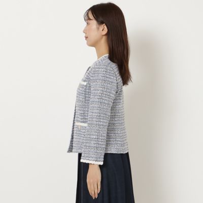 ファンシーツイード調ジャケット　／　ブルー（５１１０１５０３Ａ）