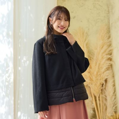 ローズティアラ　大きいサイズ50(5XL)ノーカラージャケットリボン　タグ付き リボンカラードッキングショートコート（51106501） | Rose