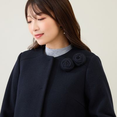 コサージュ付】フレア切替コート（51106506） | Rose Tiara